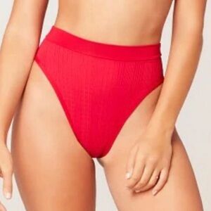 L*SPACE Women's FRENCH BOTTOM BITSY Ribbed Bikini Bottom Size L